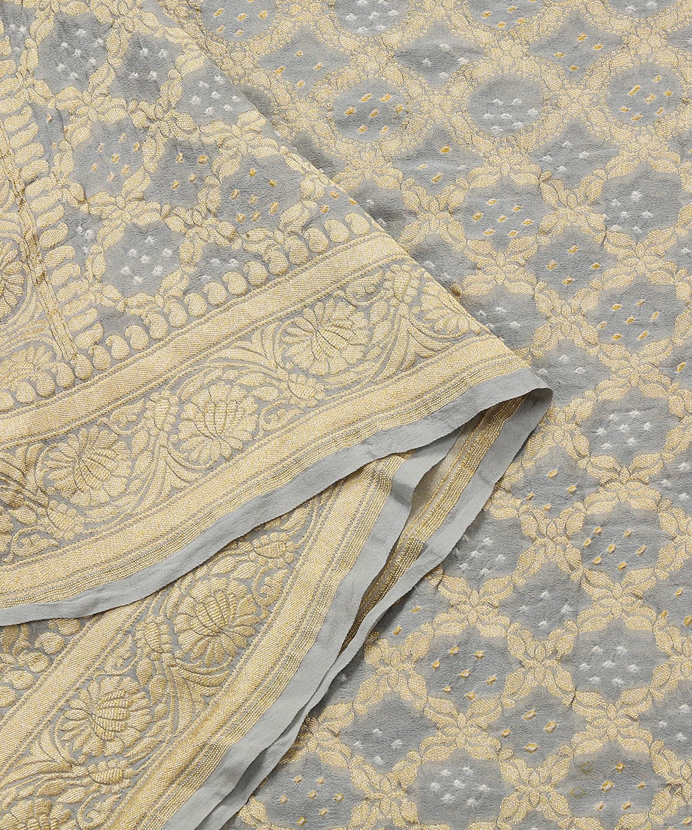 Grey_Georgette_Cutwork_Handloom_Banarasi_Bandhej_Dupatta_with_Golden_Zari_Jaal_WeaverStory_04