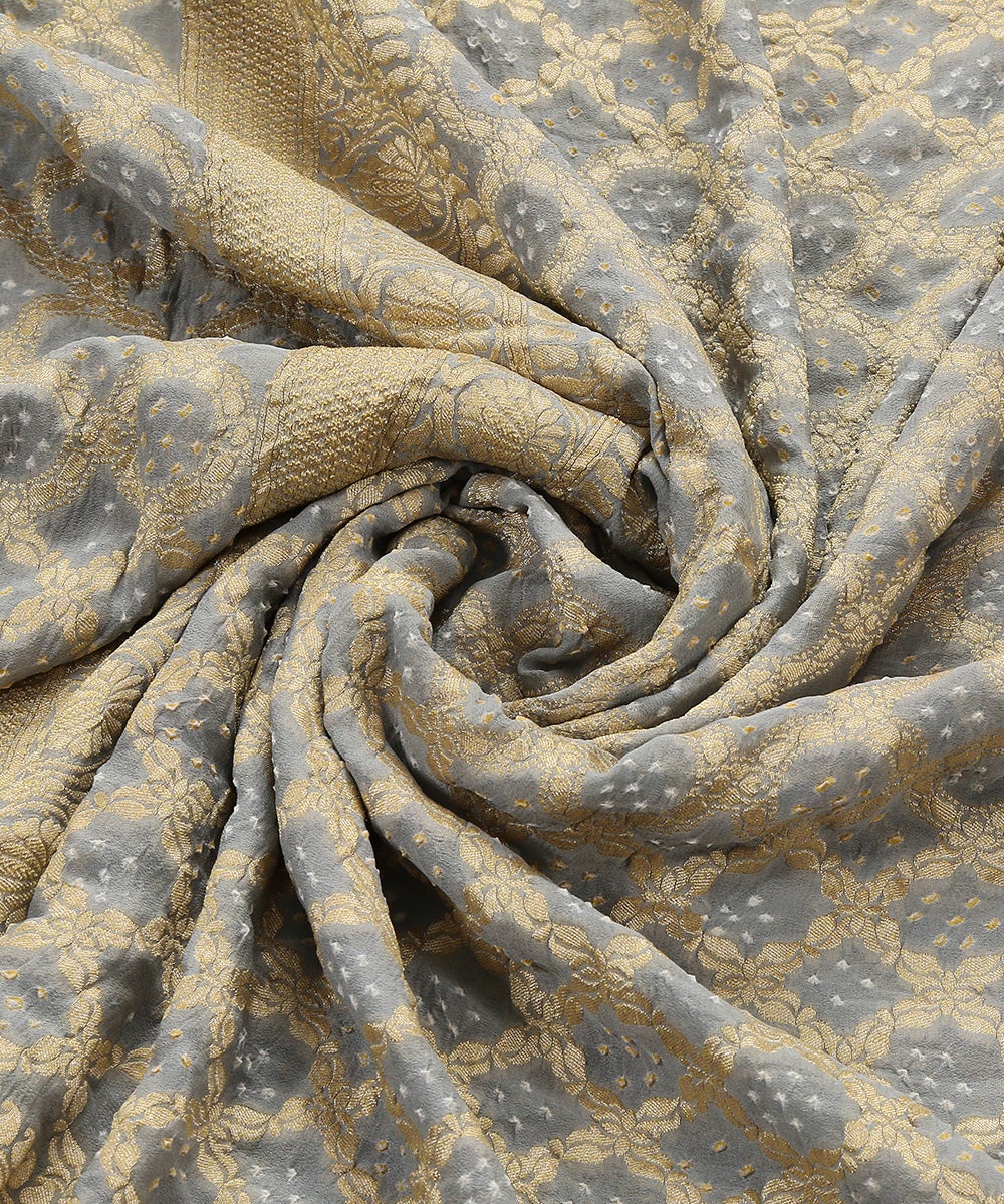 Grey_Georgette_Cutwork_Handloom_Banarasi_Bandhej_Dupatta_with_Golden_Zari_Jaal_WeaverStory_05