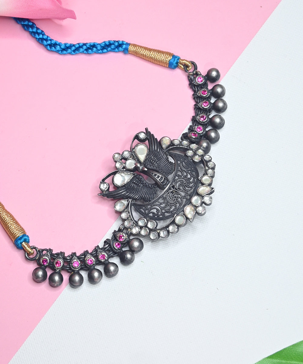 Fariha_Oxidised_Choker_With_Kundan_Handcrafted_In_Pure_Silver_WeaverStory_02