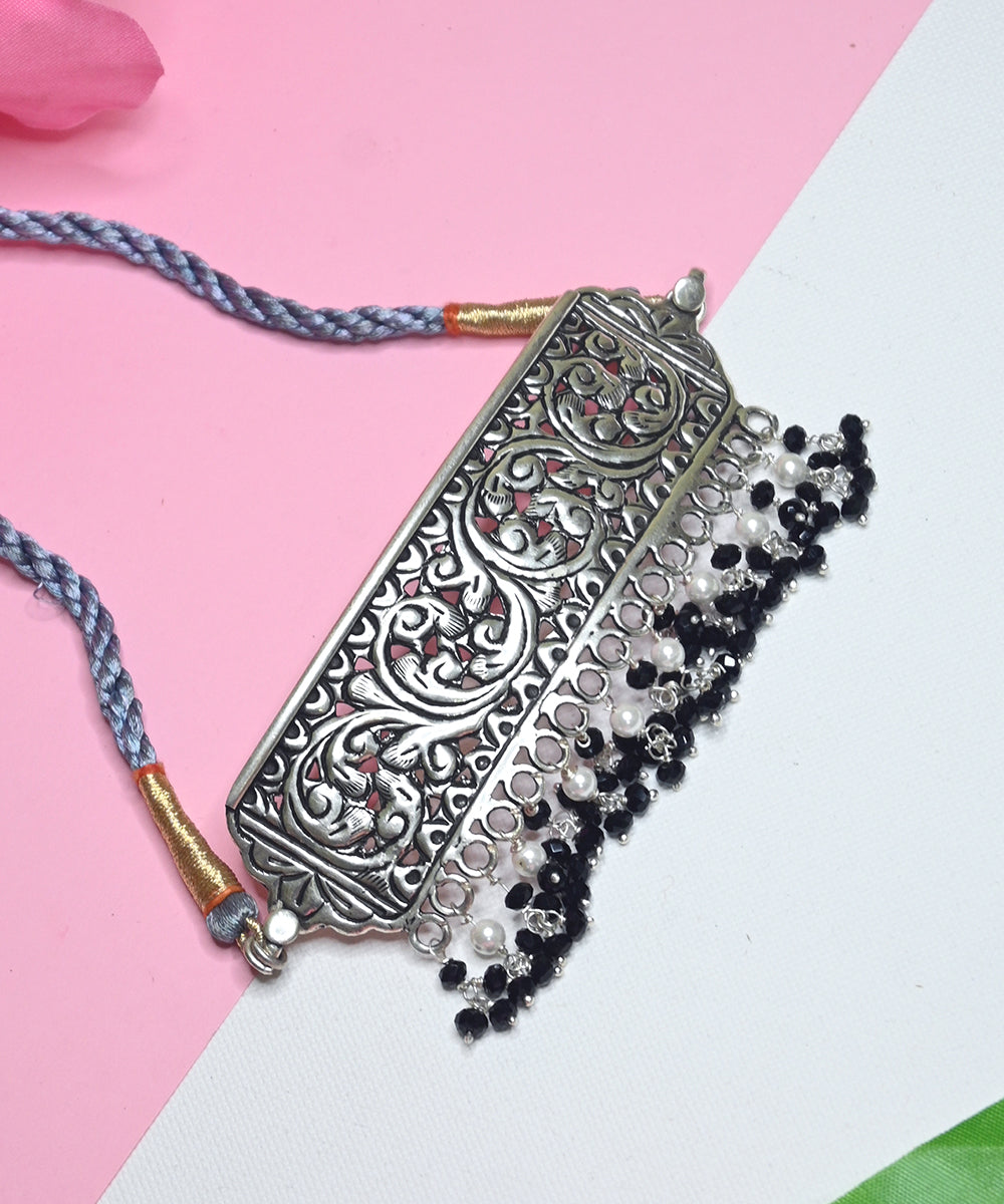 Fareeha_Oxidised_Choker_With_Black_Onyx_Handcrafted_In_Pure_Silver_WeaverStory_02