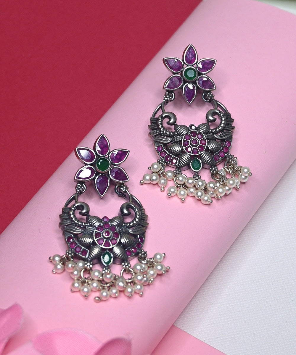 Asma_Earrings_With_Ruby_And_Pearls_Handcrafted_In_Pure_Silver_WeaverStory_02