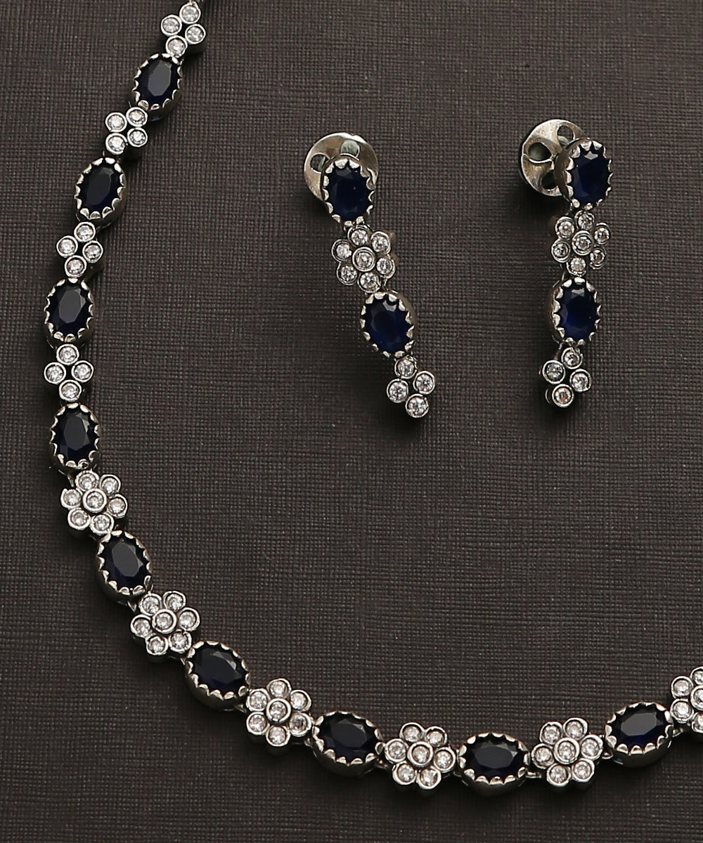 Aamya_Handcrafted_Oxidised_Pure_Silver_Necklace_Set_With_Pearl_Earrings_WeaverStory_03