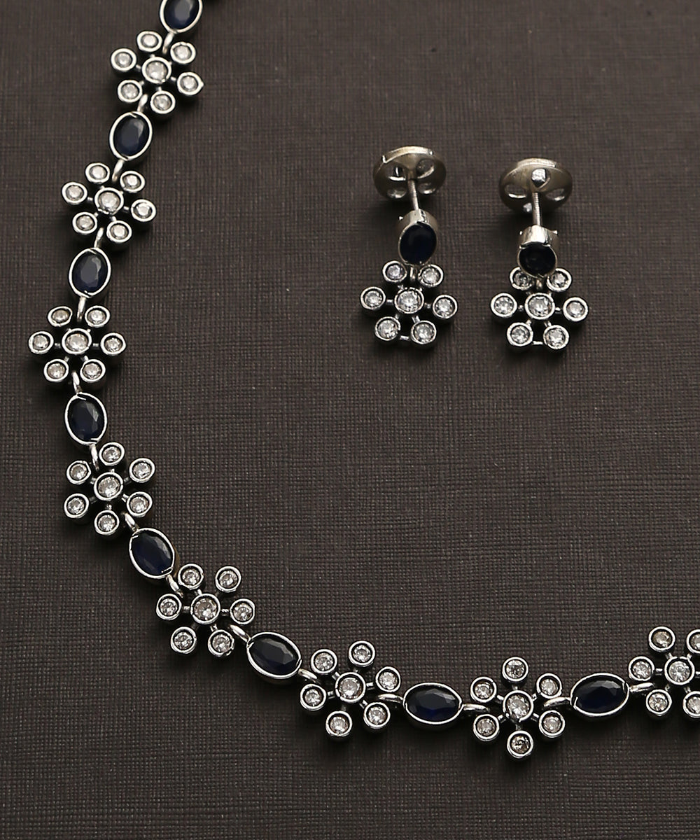 Eeshan_White_Handcrafted_Oxidised_Pure_Silver_Necklace_Set_WeaverStory_03