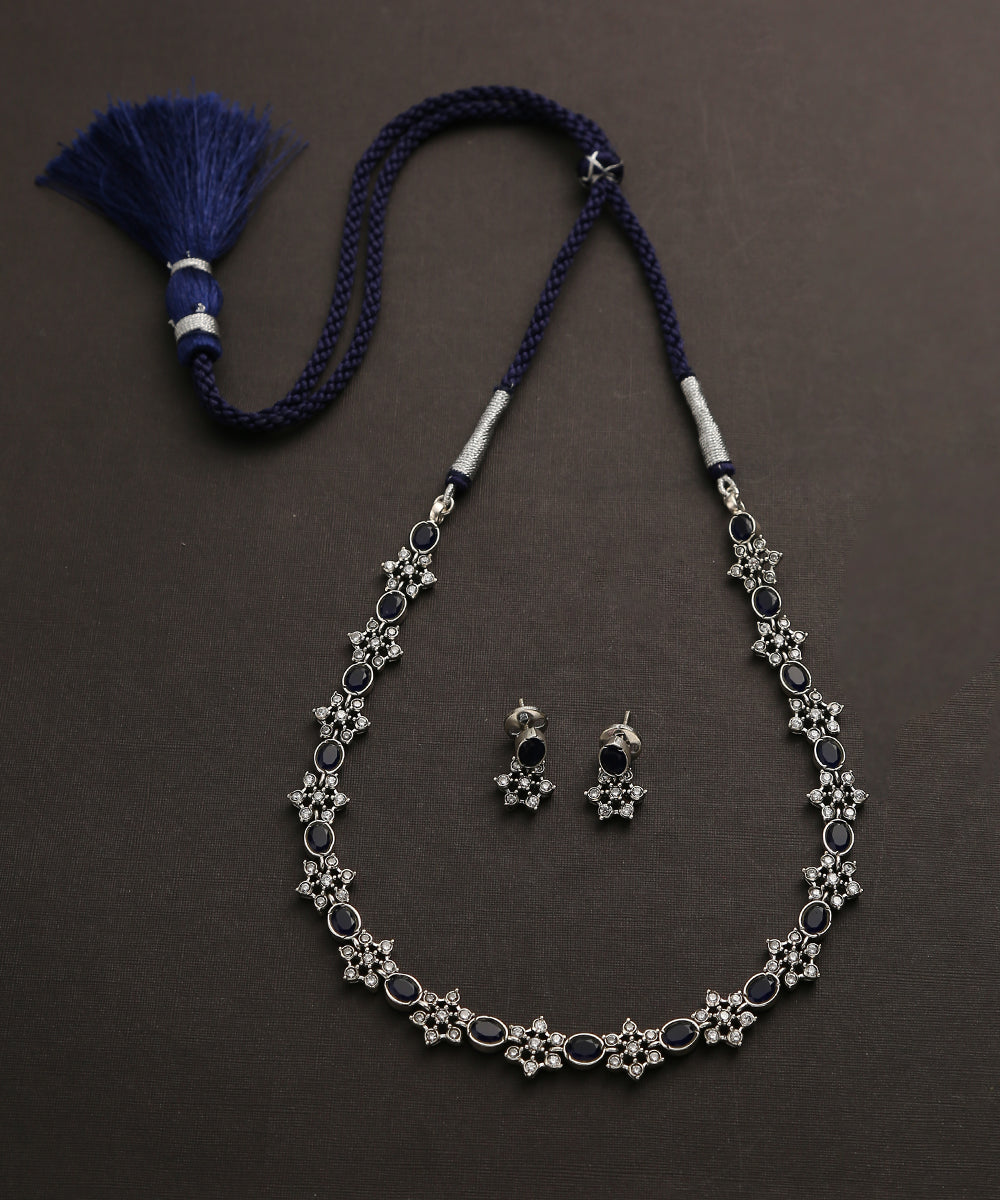 Pranavi_Handcrafted_Oxidised_Pure_Silver_Black_Necklace_Set_WeaverStory_02