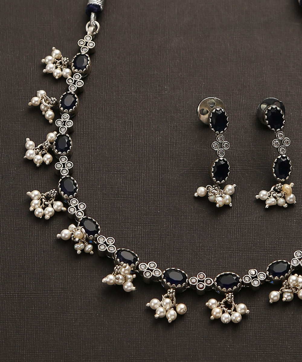 Aasiya_Handcrafted_Oxidised_Pure_Silver_Necklace_Set_With_Pearl_Tassels_WeaverStory_03