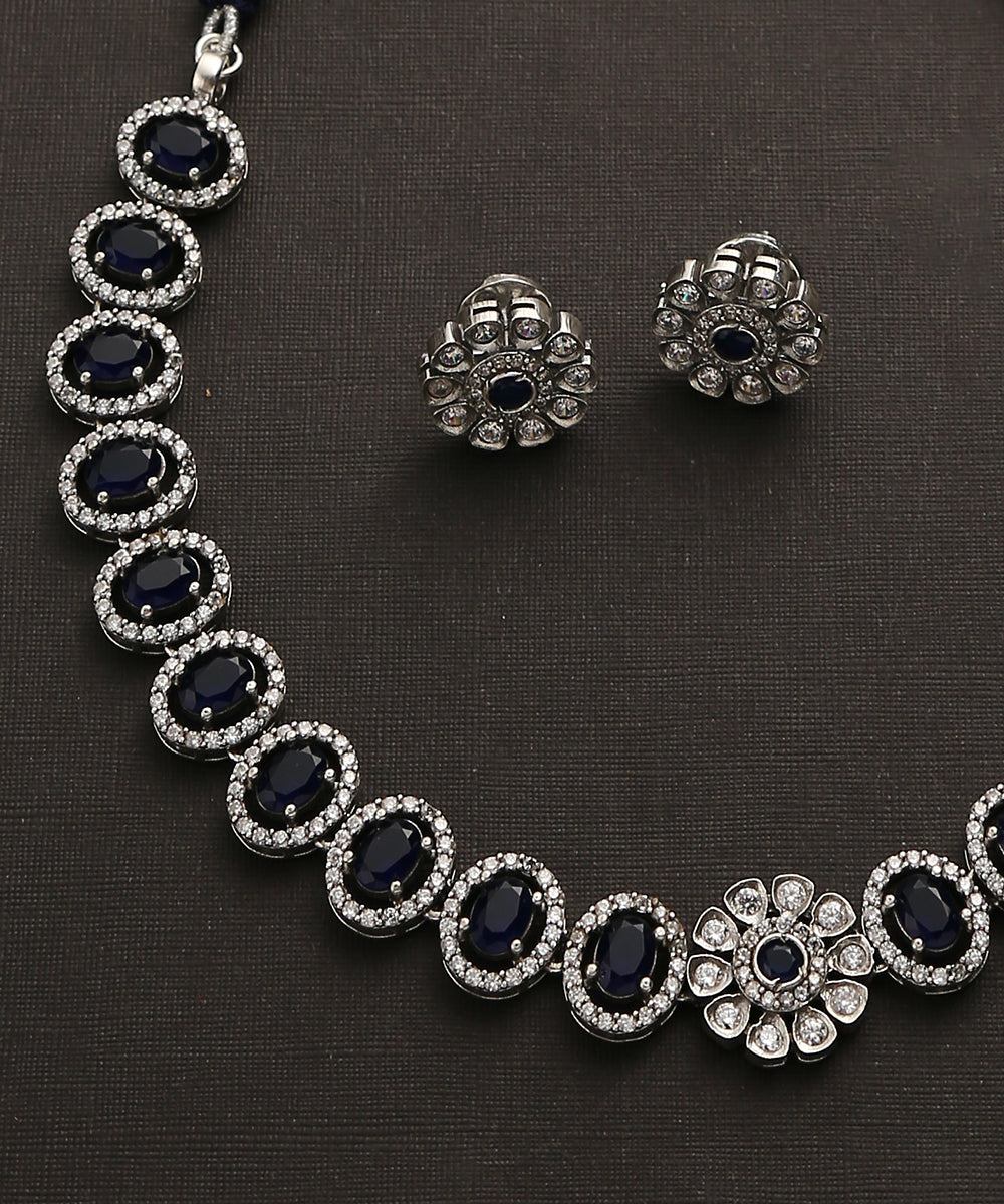 Shalini_Handcrafted_Oxidised_Pure_Silver_Black_Necklace_Set_WeaverStory_03