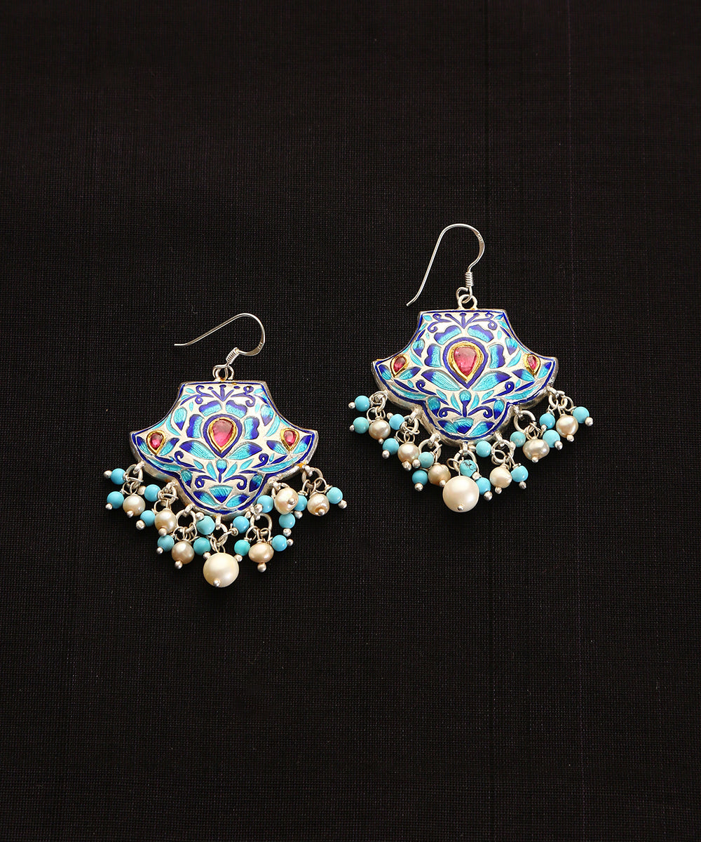 Nairit_Handcrafted_Pure_Silver_Blue_Meenakari_Earrings_With_Kairi_Motif_WeaverStory_02