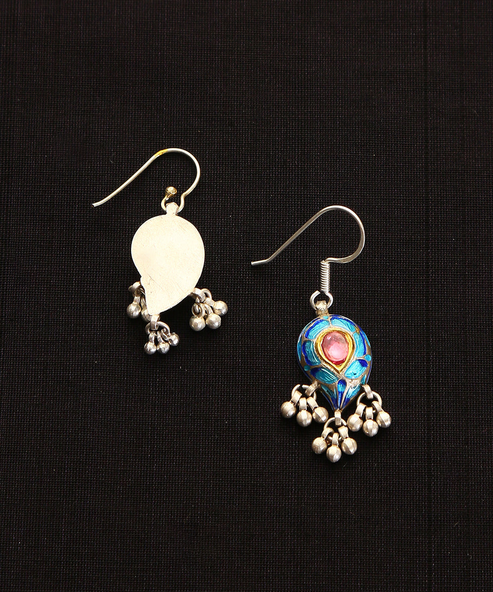 Zain_Handcrafted_Pure_Blue_Silver_Earrings_With_Meenakari_WeaverStory_03