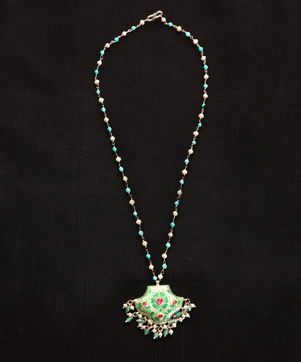 Seher_Handcrafted_Meenakari_Panchi_Pendant_With_Pure_Silver_Chain_WeaverStory_02
