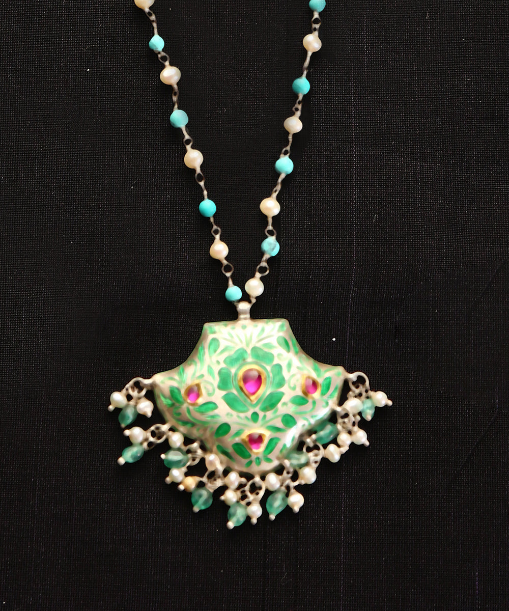 Seher_Handcrafted_Meenakari_Panchi_Pendant_With_Pure_Silver_Chain_WeaverStory_03