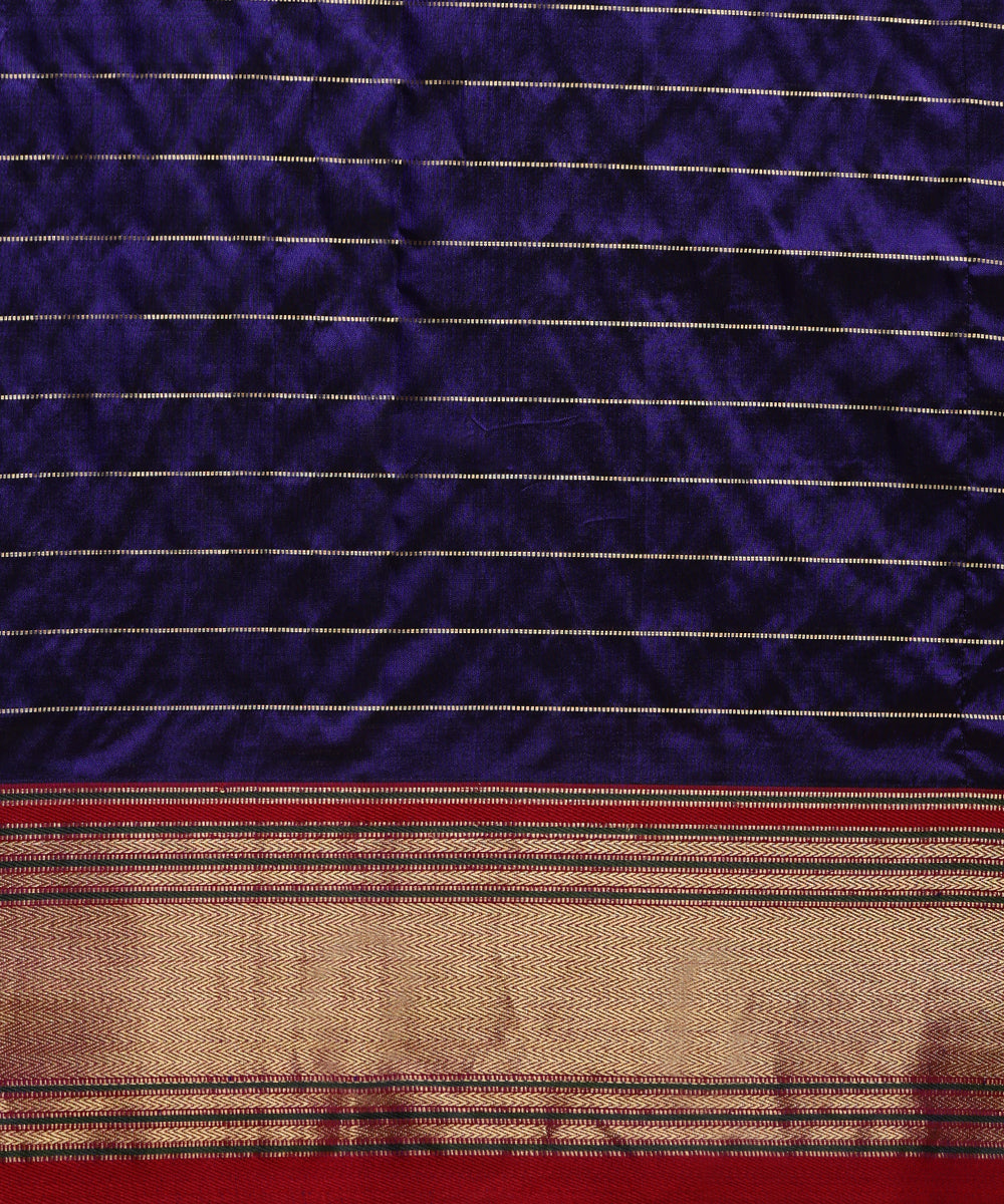 Purple_Pure_Mulberry_Silk_Saree_With_Zari_Checks_And_Chandrakala_Booti_And_Pink_Border_WeaverStory_06