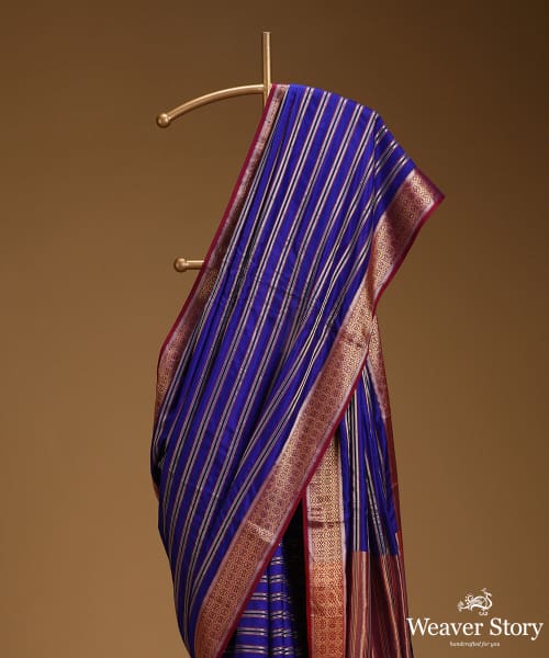 Purple_Pure_Mulberry_Silk_Saree_With_Horizontal_Stripes_And_Plum_Border_WeaverStory_02