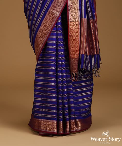 Purple_Pure_Mulberry_Silk_Saree_With_Horizontal_Stripes_And_Plum_Border_WeaverStory_03