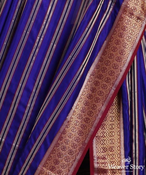 Purple_Pure_Mulberry_Silk_Saree_With_Horizontal_Stripes_And_Plum_Border_WeaverStory_04