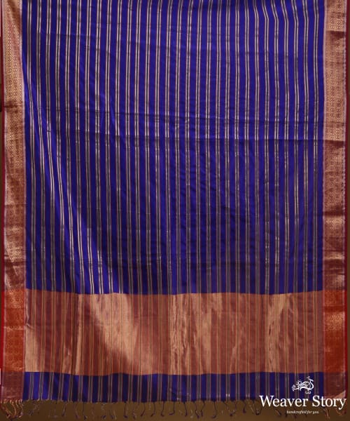 Purple_Pure_Mulberry_Silk_Saree_With_Horizontal_Stripes_And_Plum_Border_WeaverStory_05