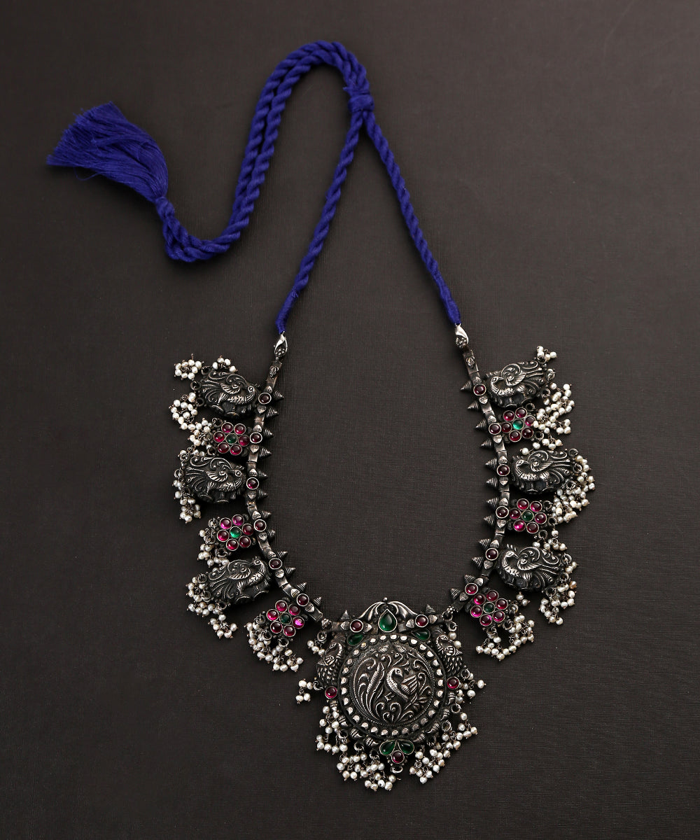 Zafirah_Handcrafted_Oxidised_Pure_Silver_Tribal_Necklace_WeaverStory_02