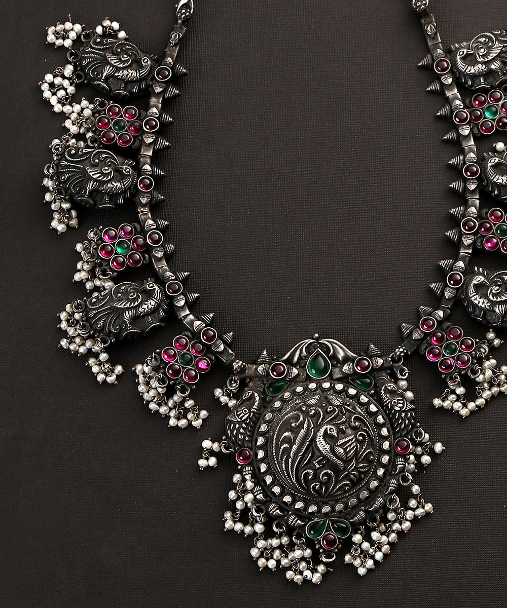 Zafirah_Handcrafted_Oxidised_Pure_Silver_Tribal_Necklace_WeaverStory_03