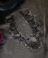 Azra_Handcrafted_Red_Green_Tribal_Oxidised_Pure_Silver_Necklace_With_Pearls_WeaverStory_01