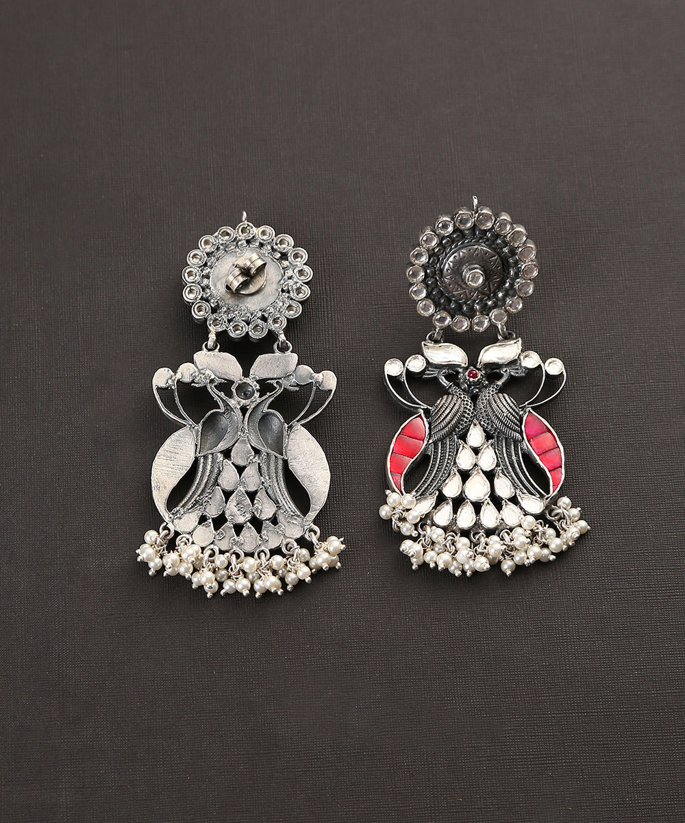 Amani_Handcrafted_Red_Blue_Oxidised_Pure_Silver_Tribal_Earrings_WeaverStory_03