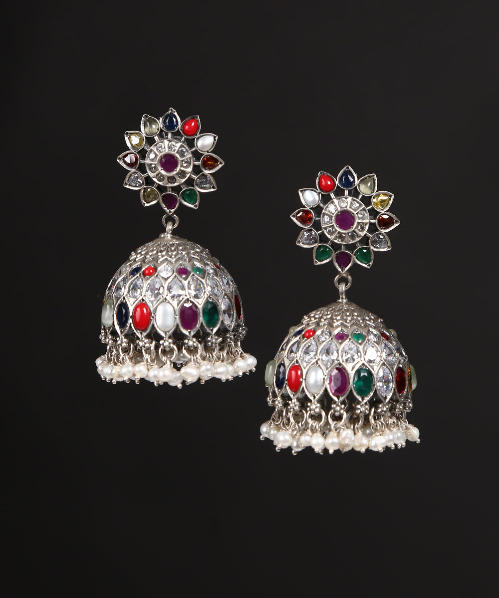 Rashaq_Handcrafted_Green_Tribal_Oxidised_Pure_Silver_Earrings_WeaverStory_02