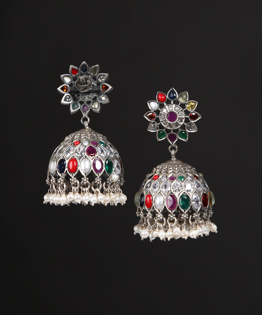 Rashaq_Handcrafted_Green_Tribal_Oxidised_Pure_Silver_Earrings_WeaverStory_03