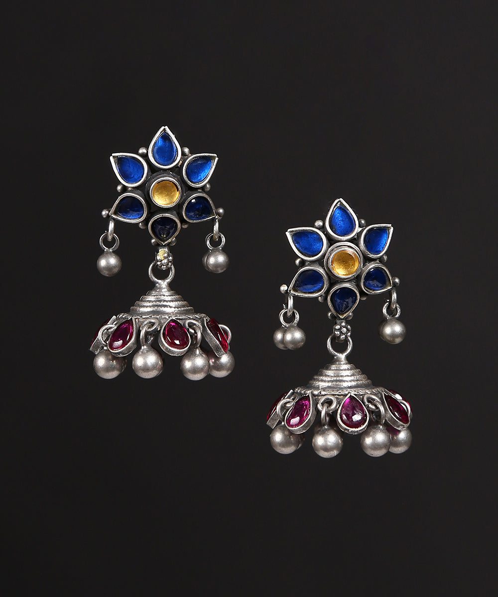 Tasneem_Handcrafted_Red_Yellow_Tribal_Oxidised_Pure_Silver_Earrings_WeaverStory_02