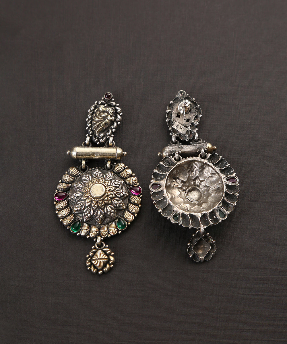 Zawraq_Handcrafted_Big_Temple_Oxidised_Pure_Silver_Earrings_WeaverStory_03