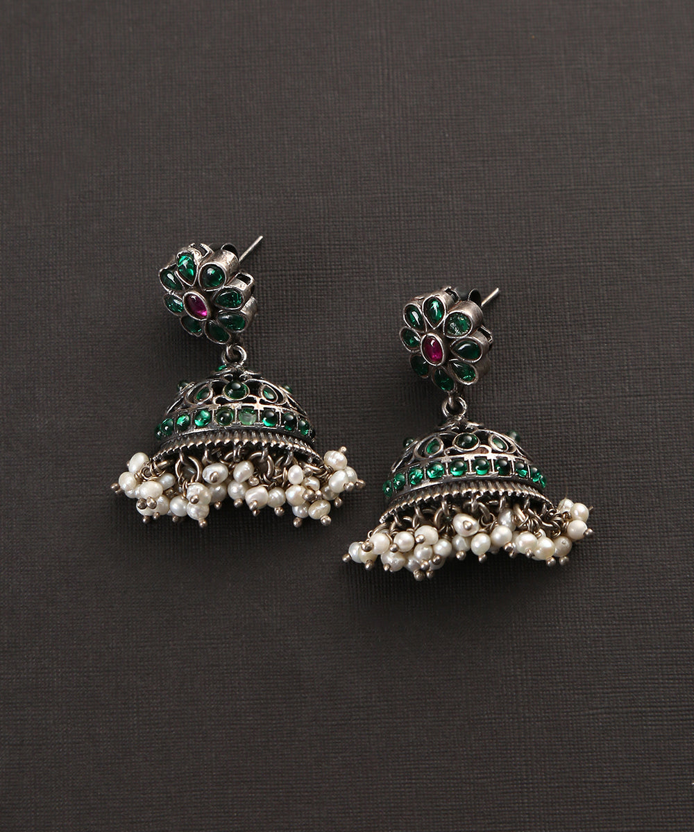 Nujoom_Handcrafted_Big_Temple_Oxidised_Pure_Silver_Earrings_WeaverStory_02