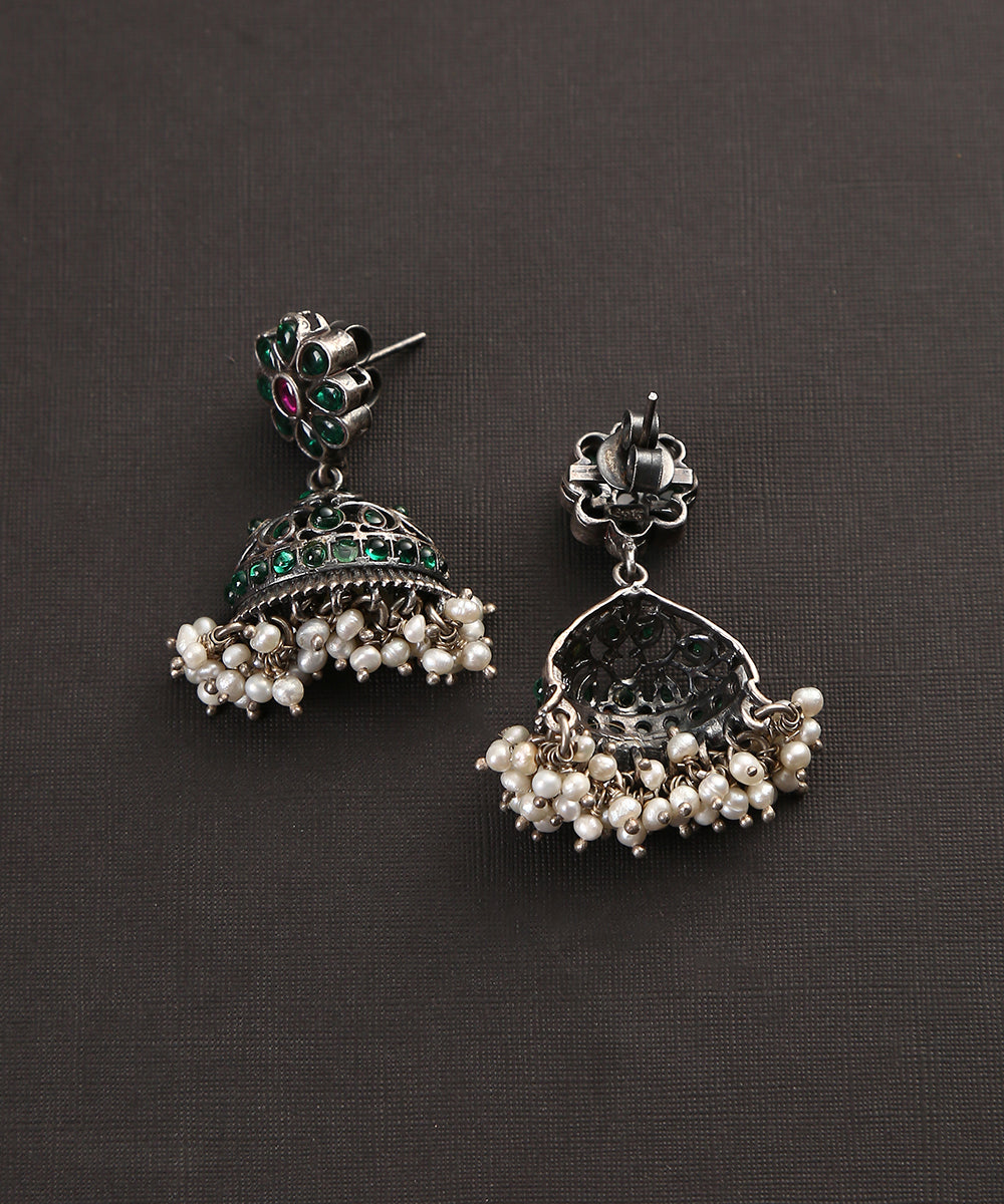 Nujoom_Handcrafted_Big_Temple_Oxidised_Pure_Silver_Earrings_WeaverStory_03