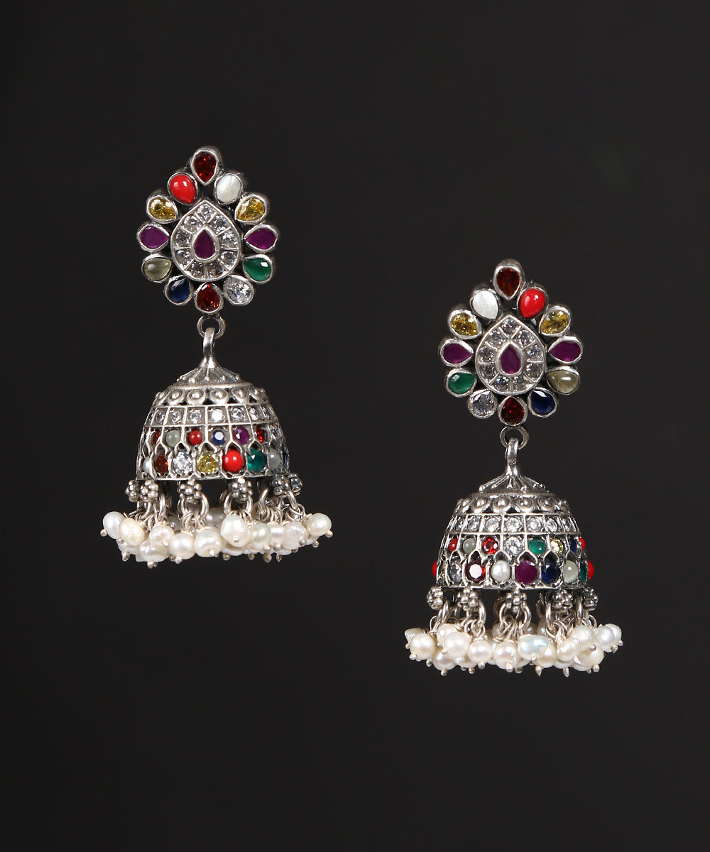 Nigarish_Handcrafted_Big_Temple_Oxidised_Pure_Silver_Earrings_WeaverStory_02