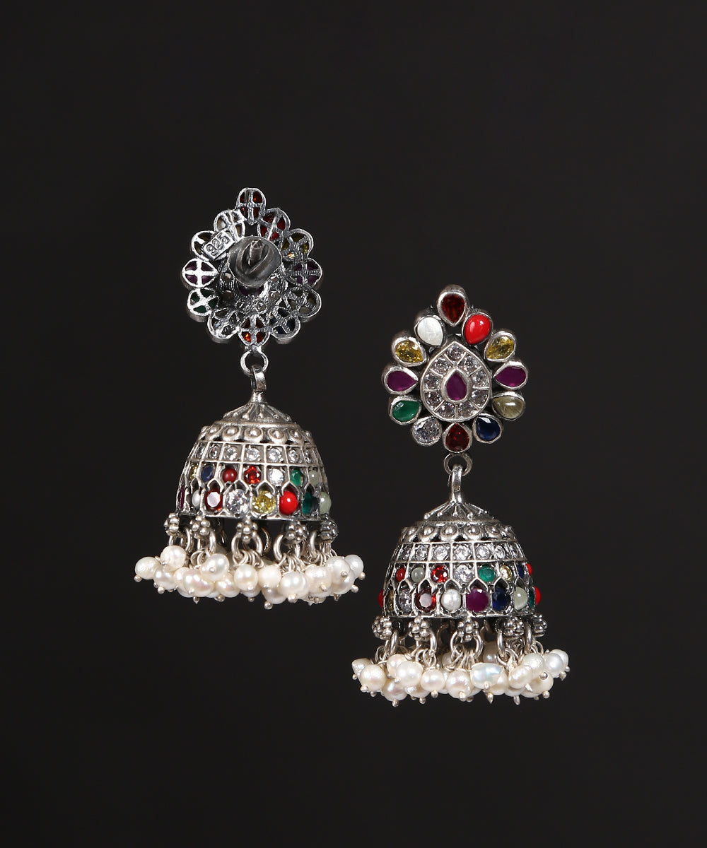 Nigarish_Handcrafted_Big_Temple_Oxidised_Pure_Silver_Earrings_WeaverStory_03