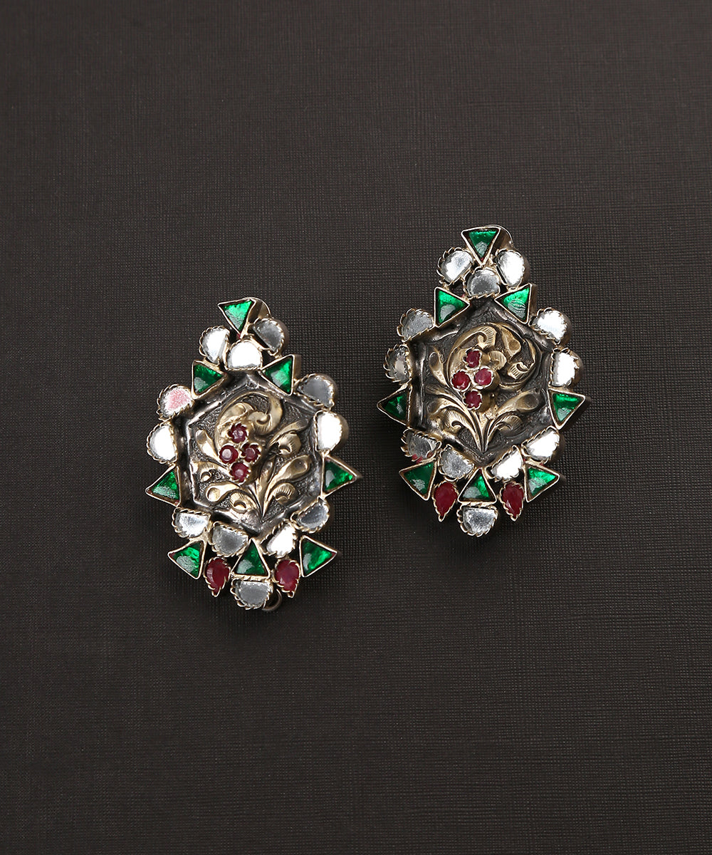 Zohra_Handcrafted_Big_Temple_Oxidised_Pure_Silver_Earrings_WeaverStory_02