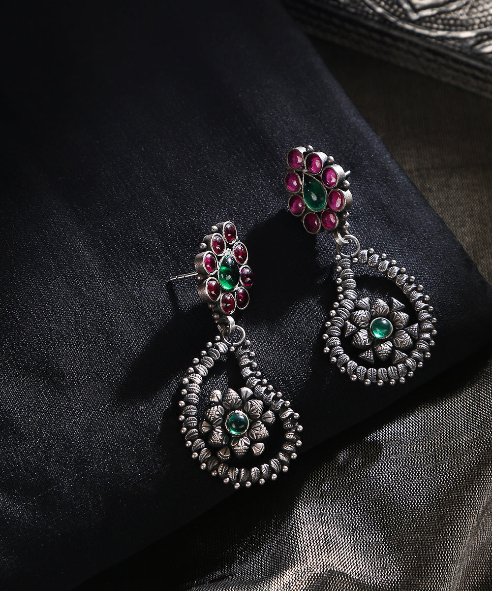 Anaya_Handcrafted_Big_Temple_Oxidised_Pure_Silver_Earrings_WeaverStory_01