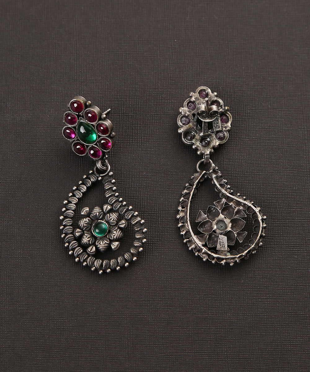 Anaya_Handcrafted_Big_Temple_Oxidised_Pure_Silver_Earrings_WeaverStory_03