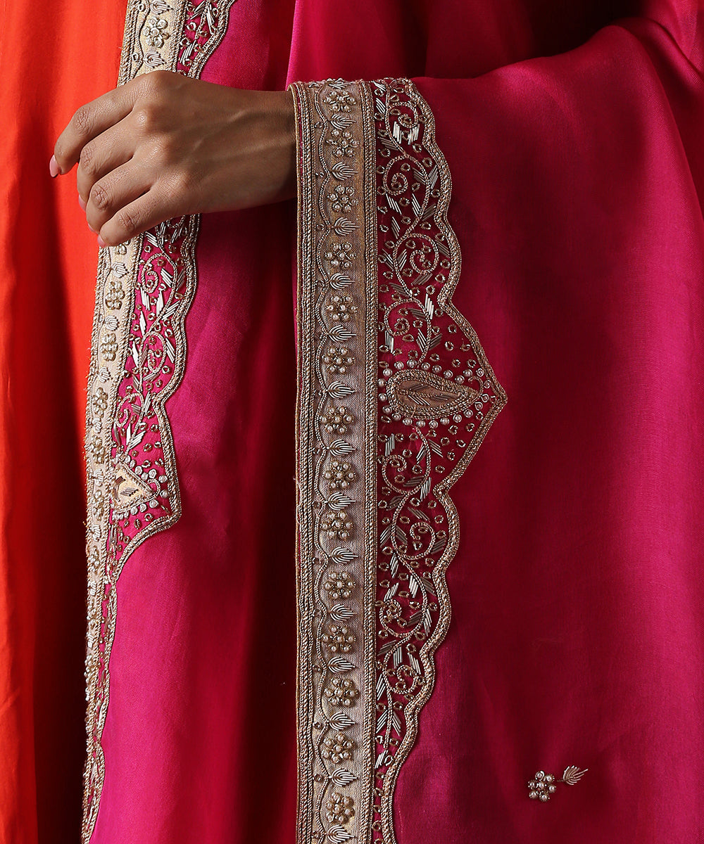 Hot_Pink_Zardozi_Work_Dupatta_with_Mughal_Border_WeaverStory_03