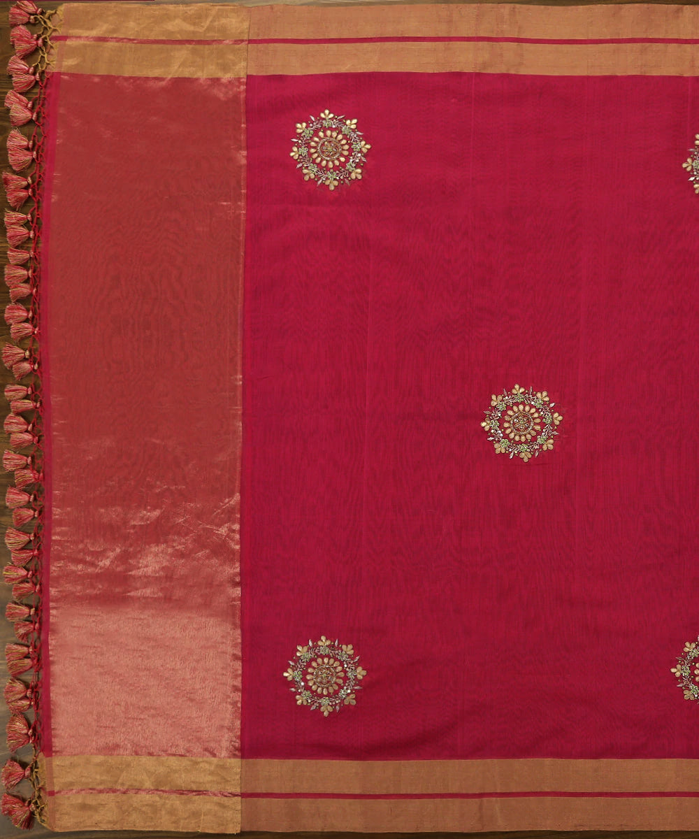 Handloom_Hot_Pink_Unstitched_Chanderi_Silk_Kurta_Fabric_With_Dupatta_With_Gota_Patti_Work_WeaverStory_03