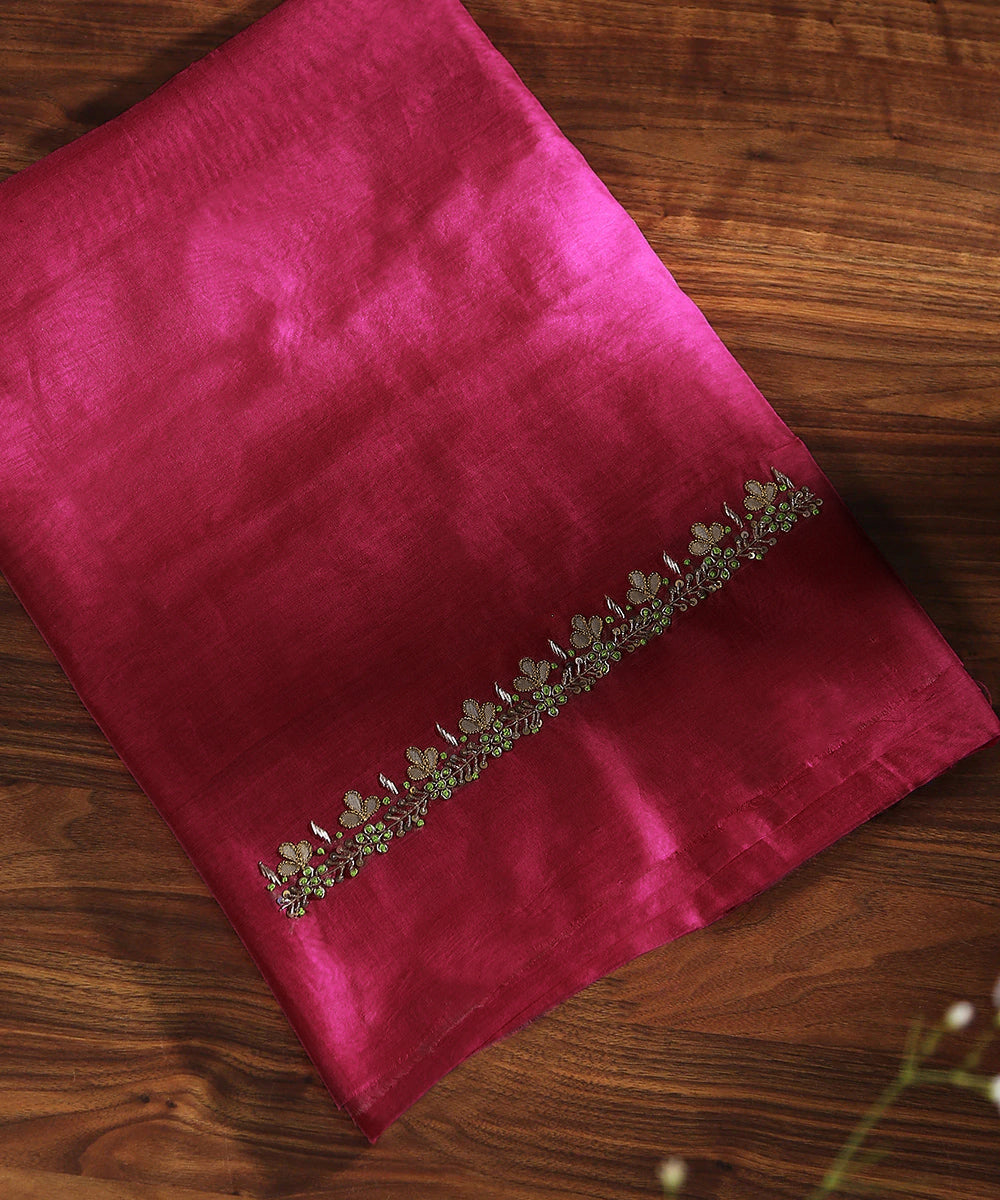 Handloom_Hot_Pink_Unstitched_Chanderi_Silk_Kurta_Fabric_With_Dupatta_With_Gota_Patti_Work_WeaverStory_02