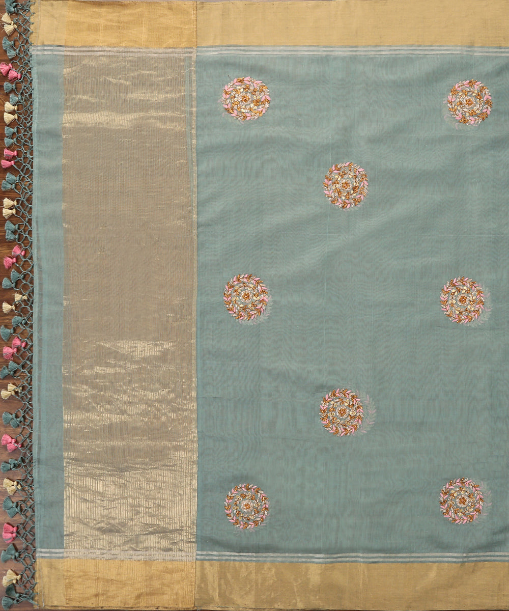 Handloom_Powder_Blue_Unstitched_Chanderi_Silk_Kurta_Fabric_With_Dupatta_With_Embroidery_Of_Gota_Patti_And_Zardozi_WeaverStory_03