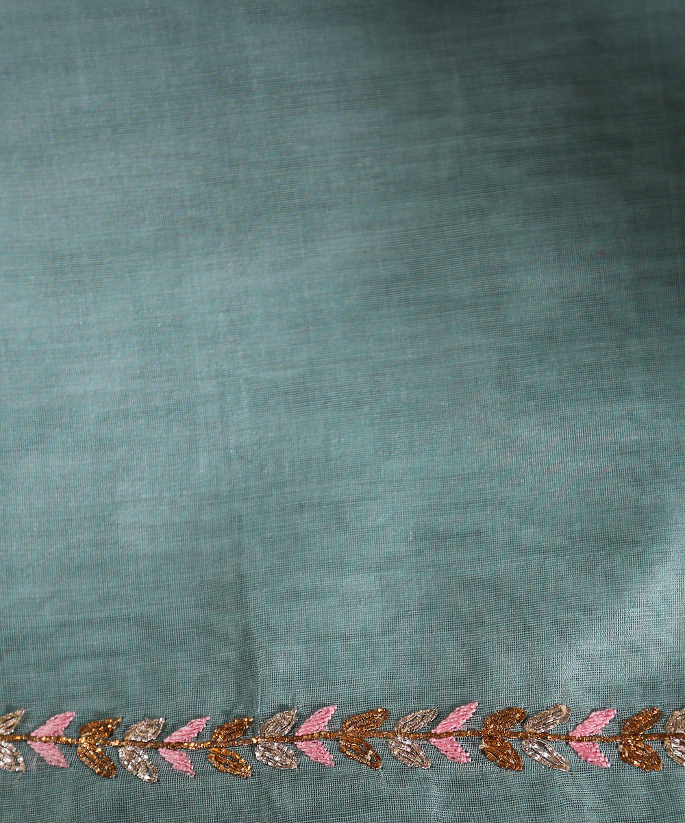 Handloom_Powder_Blue_Unstitched_Chanderi_Silk_Kurta_Fabric_With_Dupatta_With_Embroidery_Of_Gota_Patti_And_Zardozi_WeaverStory_04
