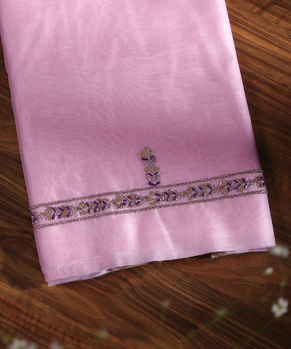 Handloom_Baby_Pink_Unstitched_Kurta_Fabric_With_Dupatta_With_Embroidery_Of_Gota_Patti_And_Zardozi_WeaverStory_02