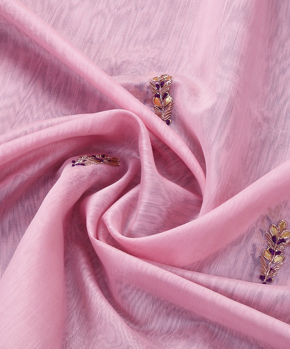 Handloom_Baby_Pink_Unstitched_Kurta_Fabric_With_Dupatta_With_Embroidery_Of_Gota_Patti_And_Zardozi_WeaverStory_05