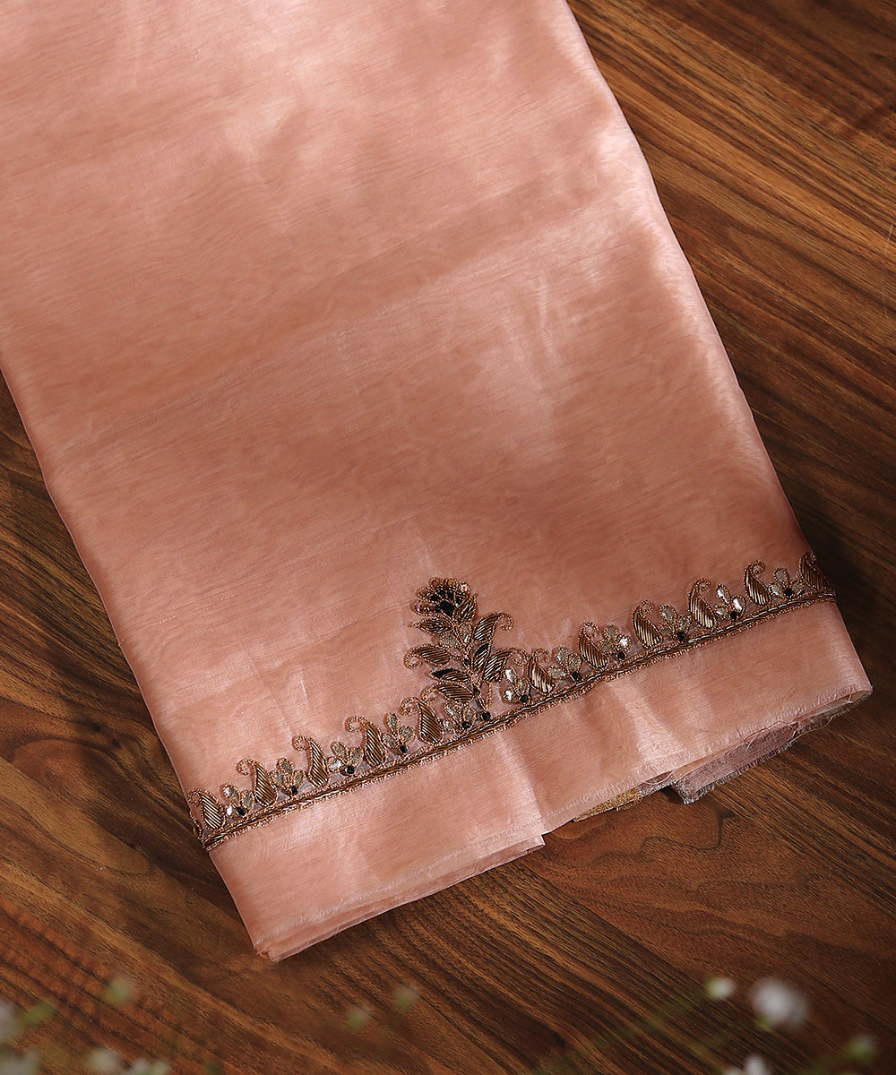 Handloom_Peach_Chanderi_Silk_Kurta_Fabric_With_Dupatta_Having_Gota_Patti_And_Zardozi_Embroidery_WeaverStory_02