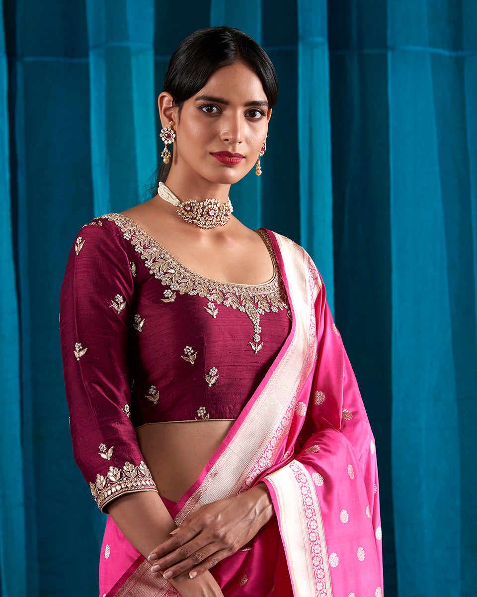 Wine_Zardozi_Blouse_with_Gotta_Patti_and_Dori_Embroidery_WeaverStory_02