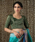 Green_Striped_Panelled_Blouse_with_half_sleeves_WeaverStory_01