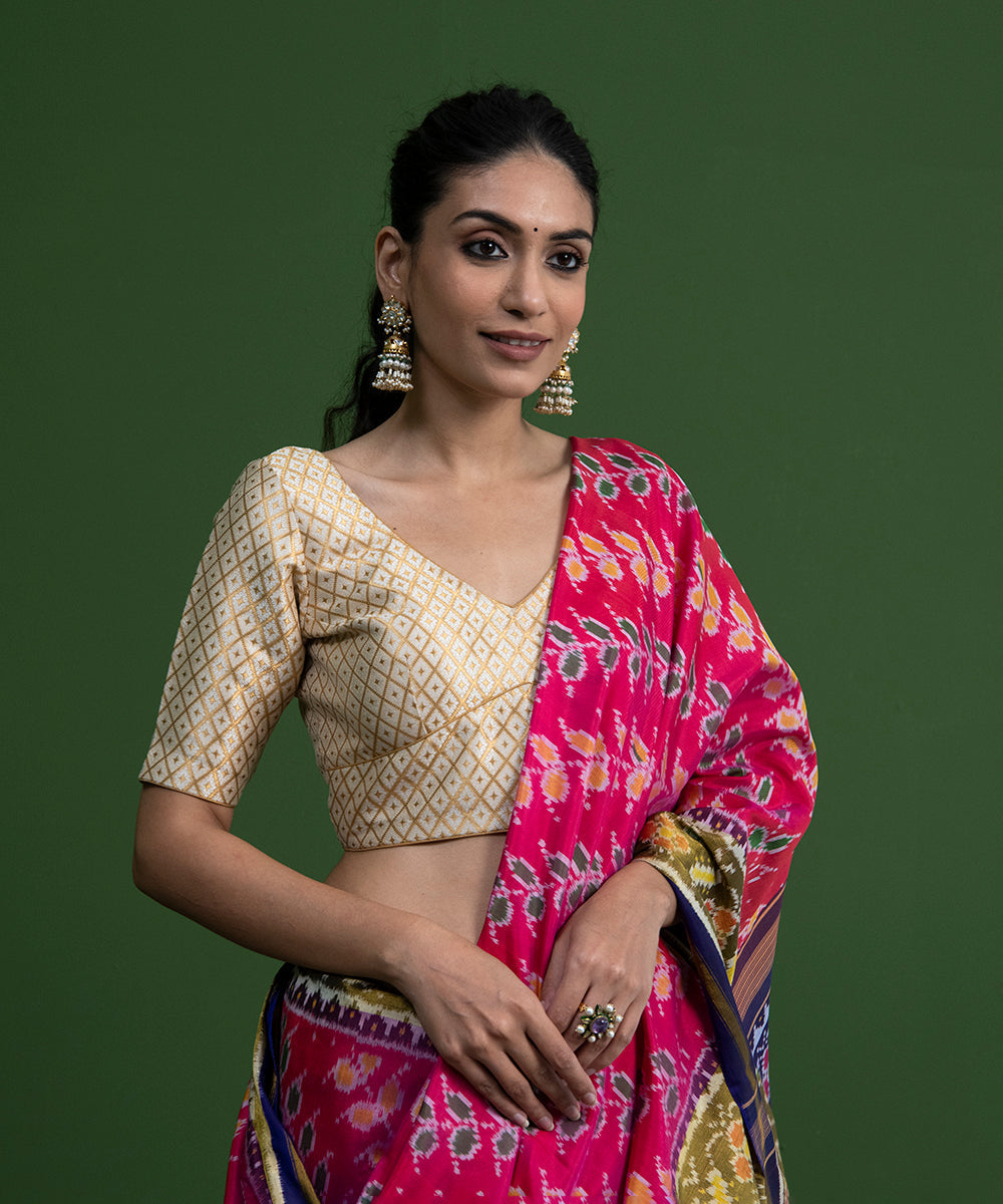 White_Brocade_Blouse_with_V-Neckline_WeaverStory_02