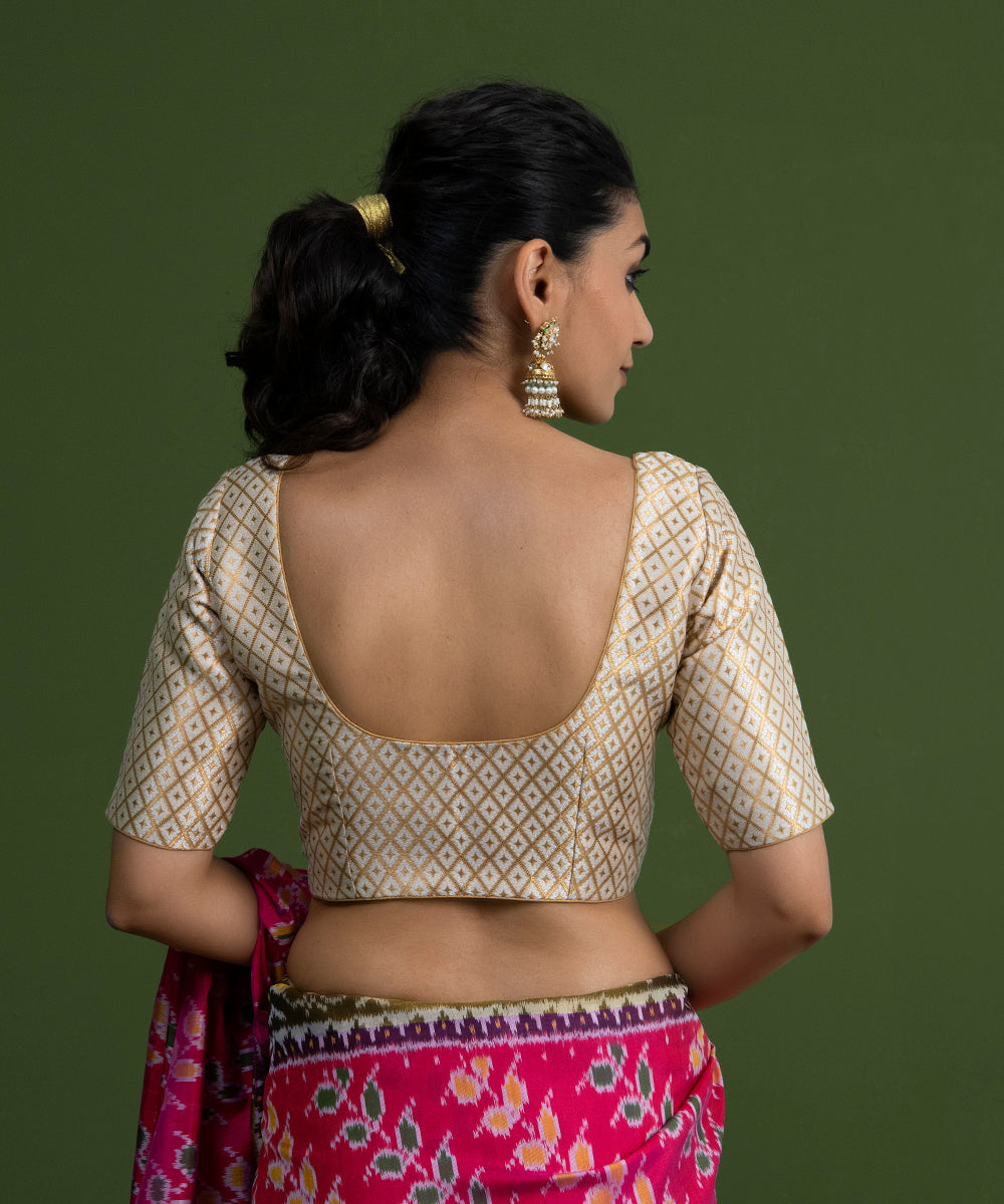 White_Brocade_Blouse_with_V-Neckline_WeaverStory_04