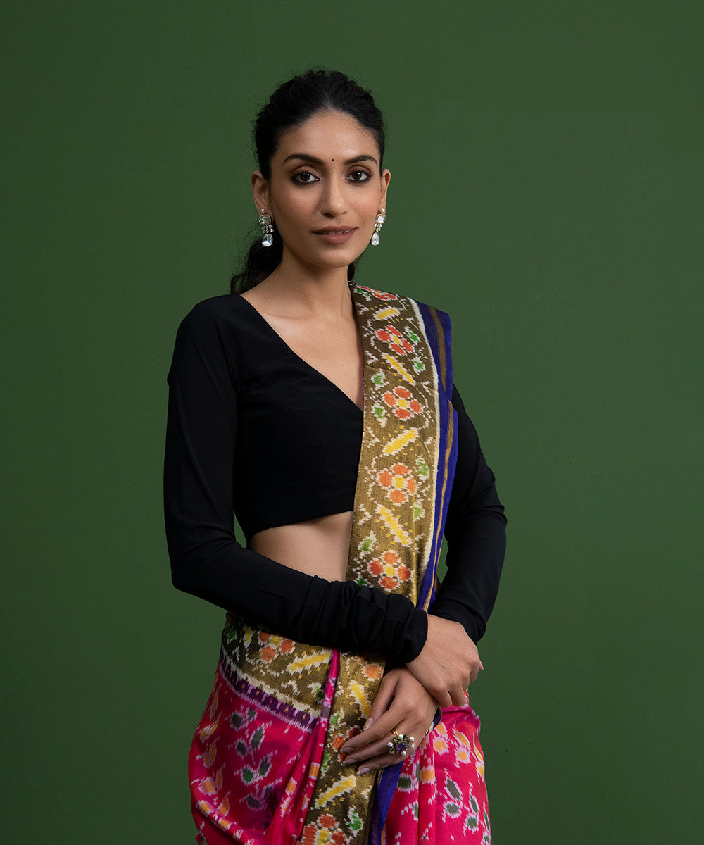 Handloom_Deep_Black_Georgette_Lycra_Blouse_with_Full_Sleeves_WeaverStory_02