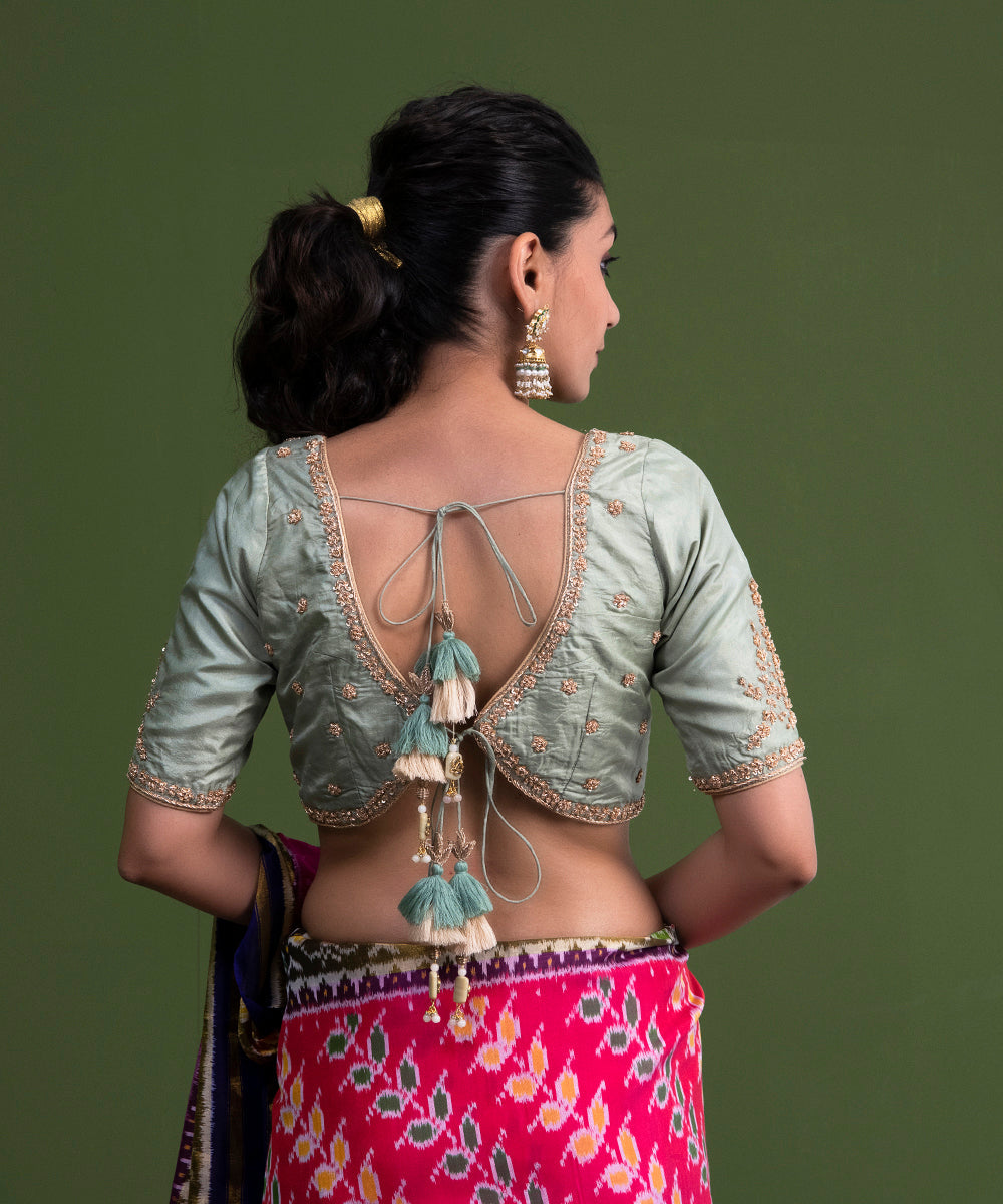 Pista_Green_Pure_Silk_Hand_Embroidery_Zardozi_Blouse_WeaverStory_04