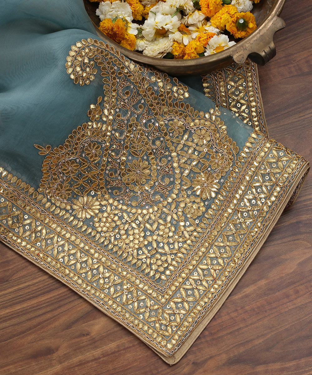 Sea_Blue_Handloom_Zardozi_Organza_Dupatta_with_Gota_Patti_Work_WeaverStory_01