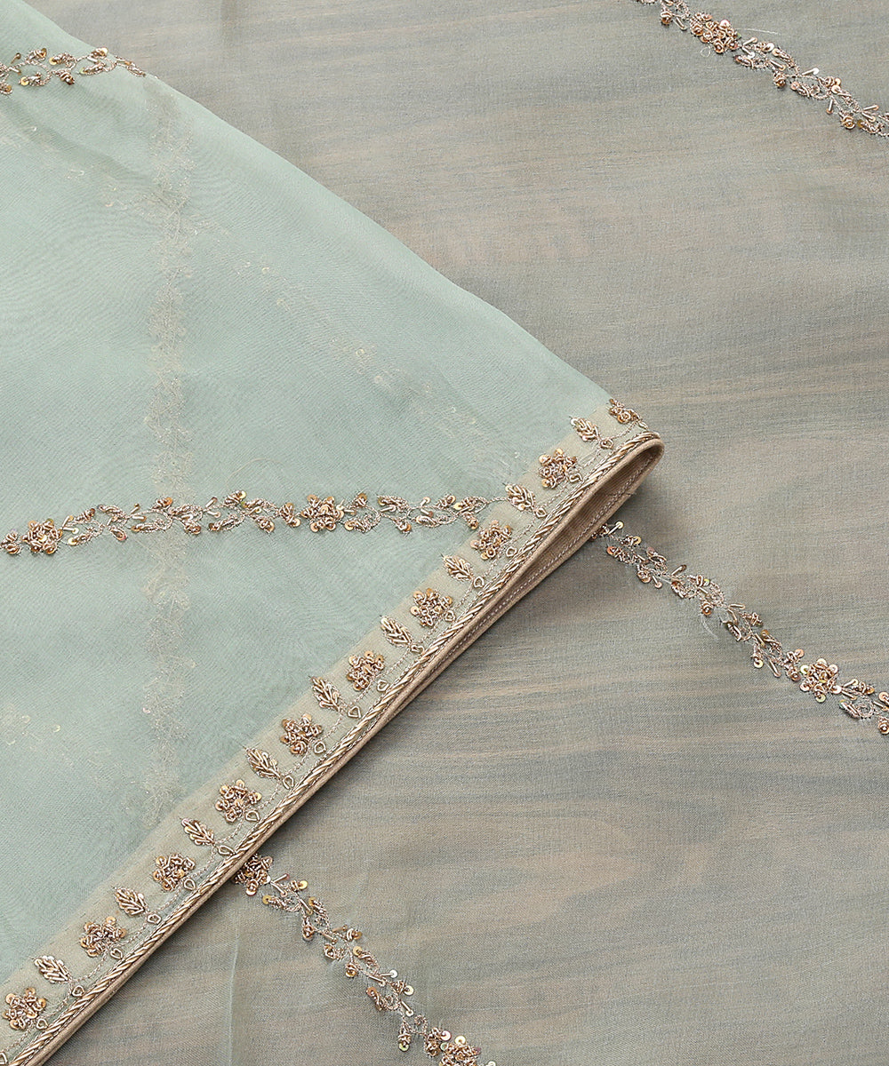 Pista_Green_Handloom_Organza_Dupatta_with_Hand_embroidery_Zardozi_Aadi_Line_WeaverStory_04
